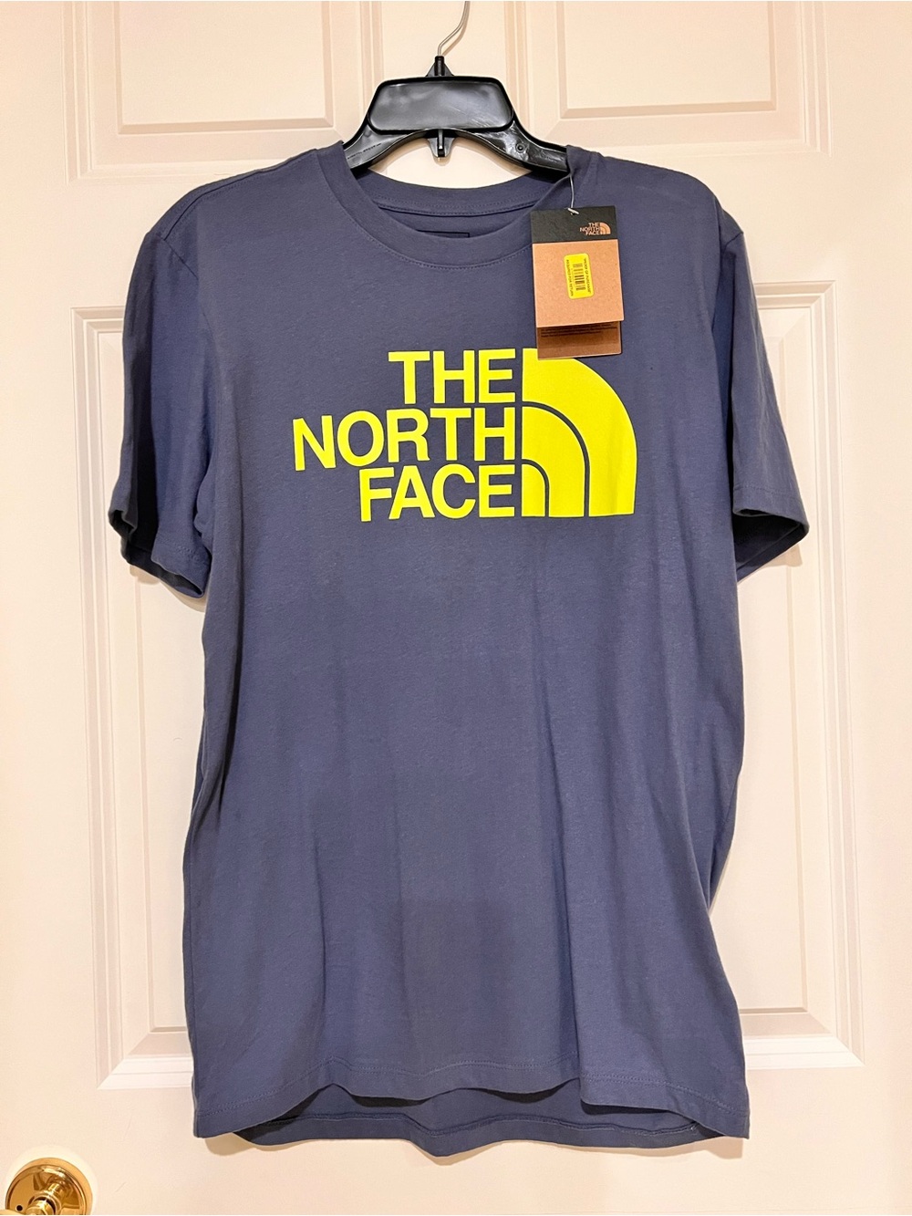 NWT The North Face Men's Navy Tee with Yellow Logo